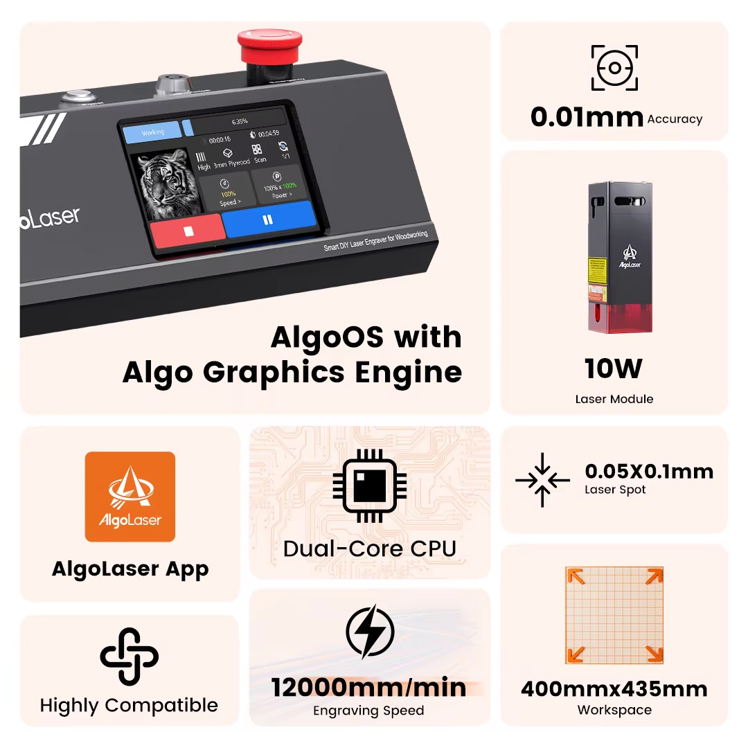 Algolaser DIY Table 40*43cm CN - đánh giá và giá Industrial Laser Etching Machine
